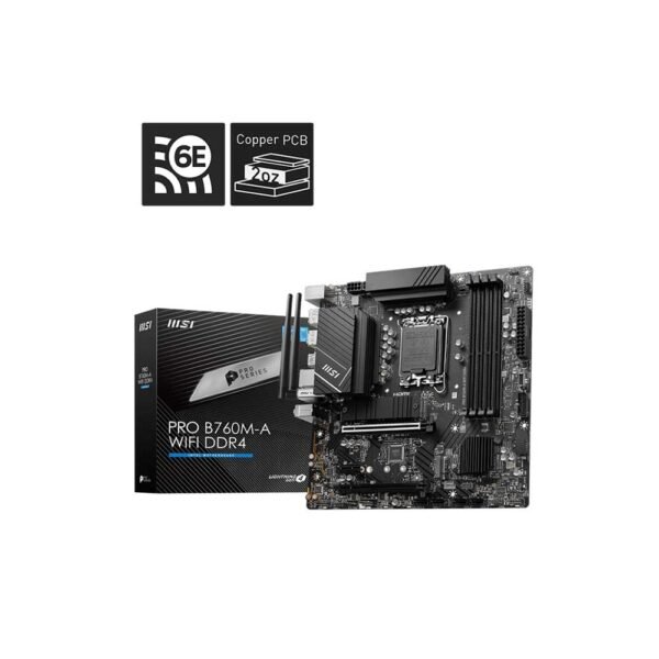 MSI PRO B760M-A WIFI DDR4 LGA1700 MATX MOTHERBOARD (PRO-B760M-A-WIFI-DDR4)